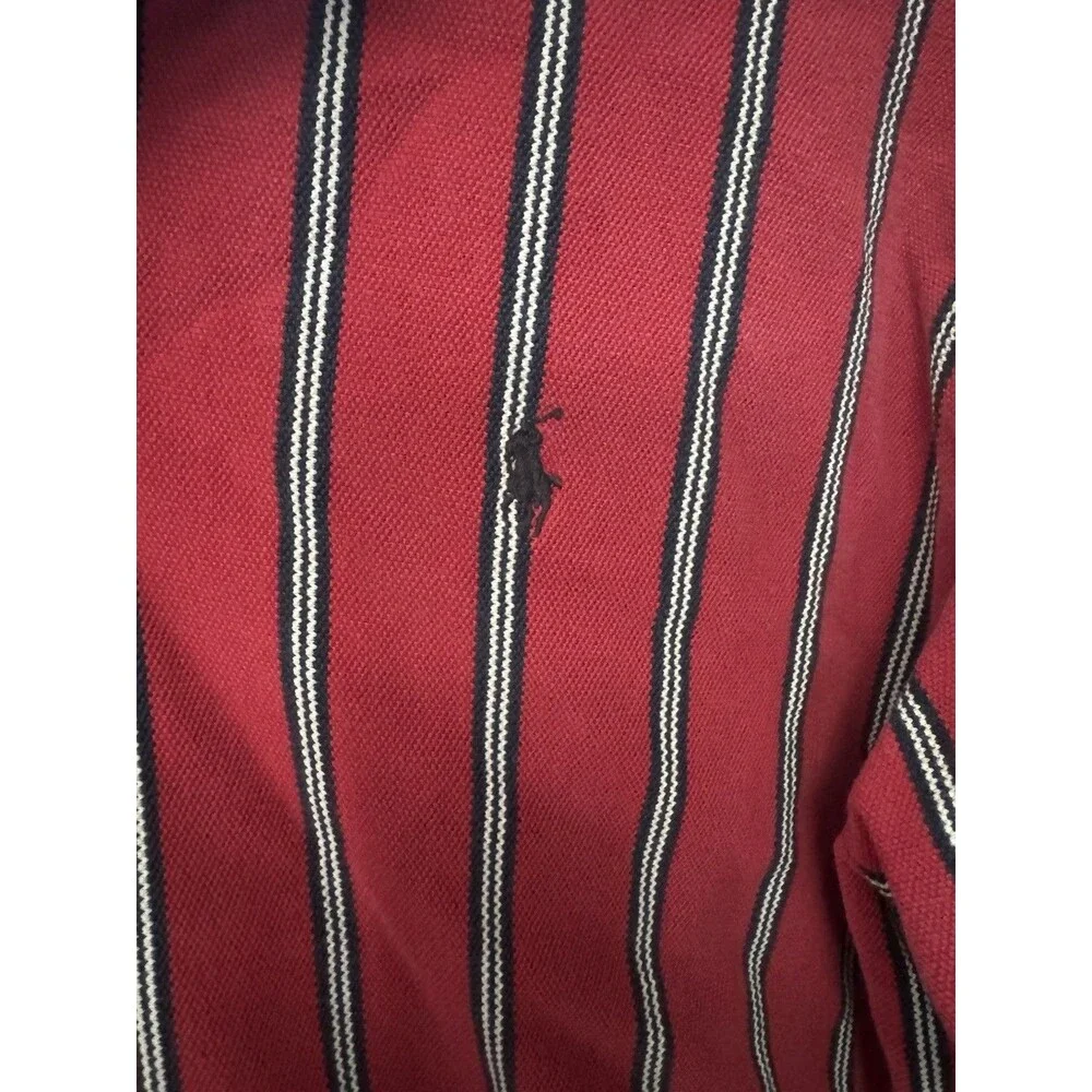 VTG Polo Ralph Lauren Polo Shirt Mens Size Large Red Blue Vertical Striped SS
